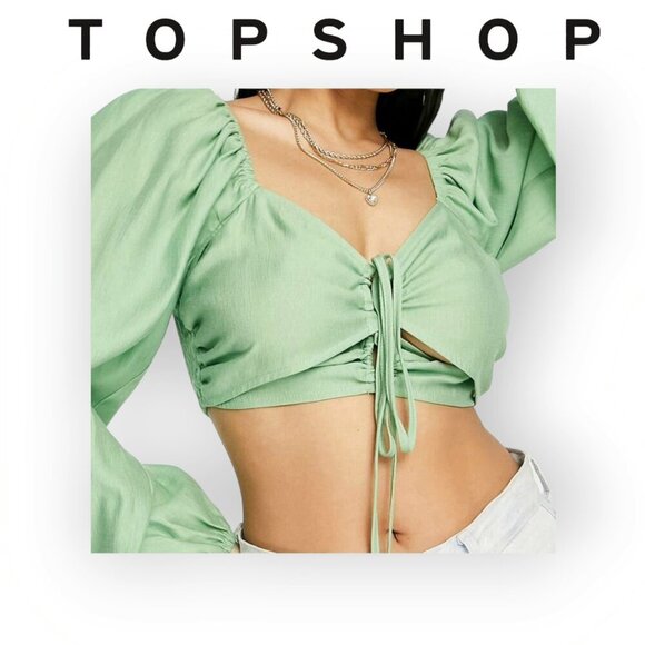 Ruched Cut-Out Croptop by Topshop Size 2 NWOT - Picture 1 of 16